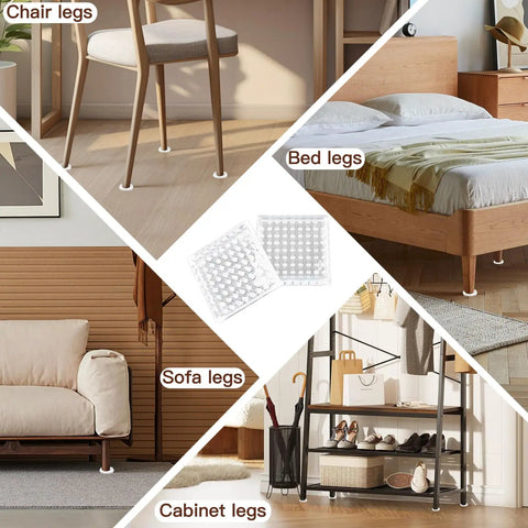 Clear Square Spiked Furniture Caster Cups, 8 Pack Carpet Protectors for chairs, sofas, tables, and cabinets, installed view