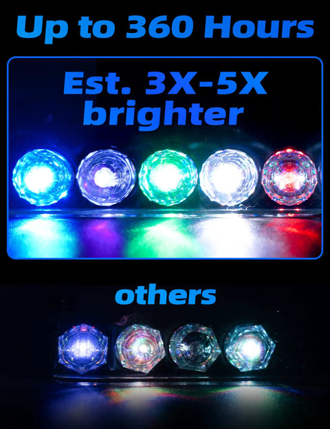 Two Pack Deep Drop Water Activated LED Fishing Lamp For Swordfish Deep Sea Angling 10mm LED Beads 3X5X Brighter Diamond Style