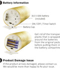 LED Flameless Candles Three Pack With Remote Control And Timer Gold Beaded Glitter Finish battery compartment details