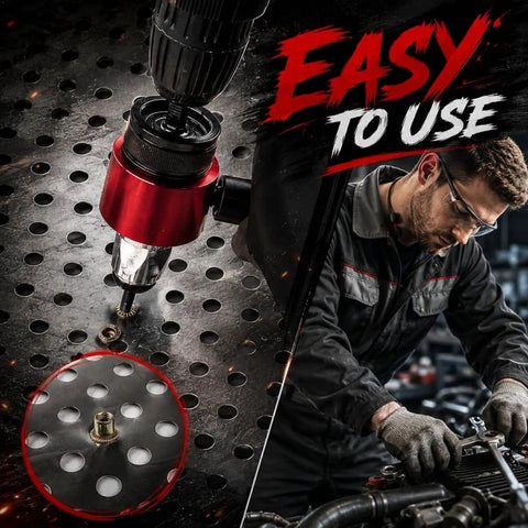 Rivet Nut Setter Kit For Cordless Drill M3 To M8 in use, demonstrating quick change blind riveter nut tool for automotive projects.