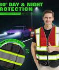 Snag This Dope Custom Logo Ansi Class 2 Hi Vis Mesh Safety Vest For Men Featuring Five Reflective Pockets Mic Clips And Crew Approved Grind Ready Rig with reflective stripes.