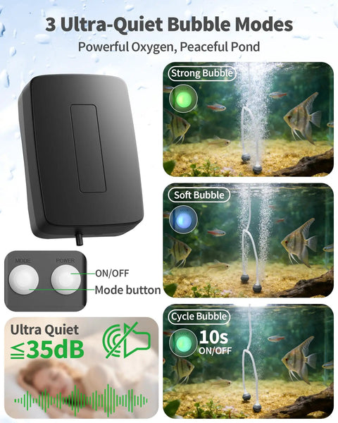 Solar Pond Aerator With Battery Backup 3W Solar Air Pump Delivers 24 Seven Oxygenation Low Noise 3 Working Modes image