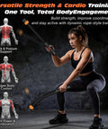 Woman using Ropeless Battle Ropes For Home Gym, Adjustable Cordless Ropes With Dual Weight Rings And Resistance Springs for workout