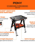 Your Go-To Portable Folding Work Table 2-In-1 Sawhorse And Workbench For DIY Projects, 31 In Wide By 25 In Deep And 25 To 35 In High