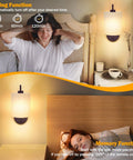 MATAMEYE Battery Operated Wall Sconce Set of 2, Dark Chocolate Wall Light in a bedroom setting with dimmable features.