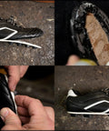 No-Fuss Shoe Glue For Boots And Shoes - Professional Grade Repair Adhesive applied to leather sports shoe sole.