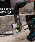 Hydraulic Hole Puncher Kit for sheet metal shown in action with knockout handles, highlighting time-saving efficiency.