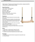 Instruction manual for Beech Wood Tree Swing Seat With Adjustable Rope For Kids, showing specifications and safety guidelines.