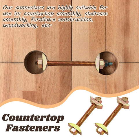 Heavy Duty Countertop Connector Bolts M8x80mm Full Threading Steel Studs With Hex Nuts And Half Moon Washers Built Damn Tough For Rock Solid Counter Assembly No Fuss Pro Level Joiner Kit showcasing threaded rod and hardware in wood