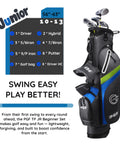 Gold TP JR Junior Golf Club Set For Kids Right Handed 56 To 63 Inches Black Lightweight Clubs and Stand Bag