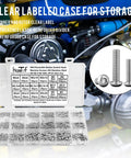 900 Piece Button Head Hex Socket Cap Screw Assortment With M2 M2.5 M3 Bolts Nuts And Washers Premium 304 Stainless Steel Fully Threaded All In One Heavy Duty Hardware Kit including labeled storage case.
