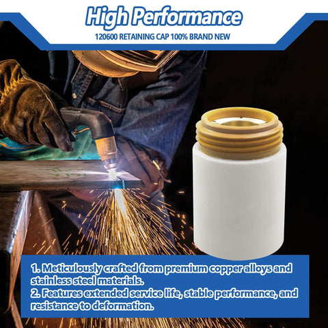 Retaining Cap For Plasma Cutter Torch Fit For Hypertherm 600 800 900 Series, durable and easy fit shown in workshop setting.