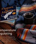 100 Percent Virgin Wool Blanket 62 By 86 Inches Warm Thick And Washable draped over wooden surface with books and mug