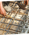 Portable Tie Tool With Hook For Quick Fence Tying On Job Sites Pro Grade Wire Twisting Tool With Textured Grip in use on rebar