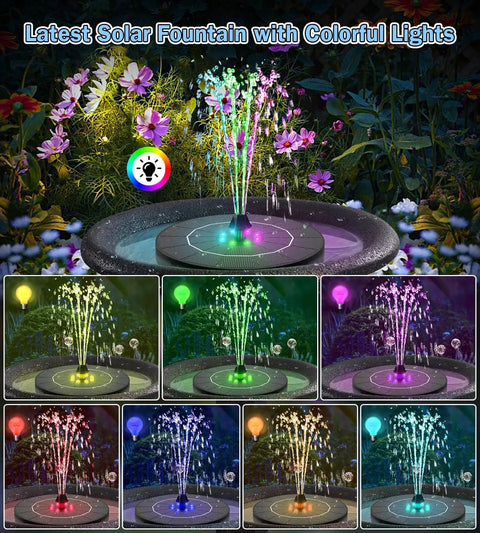 Upgrade Your Outdoor Oasis With A 2026 High Efficiency 3.5W Solar Bird Bath Fountain Pump Featuring 8 Color LED Lights
