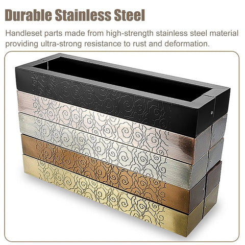 Heavy Duty Stainless Steel Door Pull Handles Set For Wood And Metal Doors With Double Sided Carved Pattern Anti Rust Finish Durable Entrance Handle For Indoor And Outdoor Use Commercial Grade Hardware, black carved finish