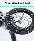 Pro Grade Cordless Electric Wire Puller With Slick Variable Speed Control Zero To Ninety Degree Bending Heads Dual Batteries For Heavy Duty Conduit Threading That Gets Done Smooth Without Any Hassle, featuring steel wire lead reel.