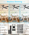 52 Inch Indoor Outdoor Ceiling Fan With Light And Remote Control, 6 Speeds, 3 CCT Dimmable, Quiet Operation, in living room