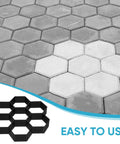 Three Piece Walkway Paving Molds Hexagon Stone Concrete Path Kit For DIY Garden Paths Patio Stones Lawn Pavers Paving Tool Set For Easy Walkways And Outdoor Decor with visible molds and paver pattern.