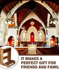 Solid Wood Prayer Bench With Shelf Comfy Cushioned Kneeler And Table Chair Rustic 23 X 20 X 32 Inches in a church setting