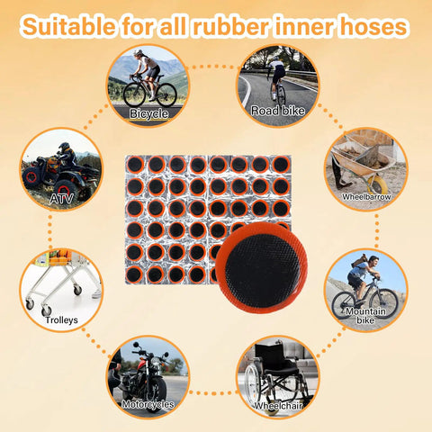 96 Pcs Bike Tire Patches Not Self Adhesive Rubber Patch For All Inner Tubes Outdoor Cycling Road Emergency Repair Kit image