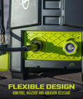SPX-25H 25 Ft Extension Hose connected to pressure washer, M22-15mm connectors, durable, weather resistant, abrasion resistant