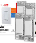 Z-Wave Smart Dimmer Switch 2-Pack With QuickFit Plug-N-Play SimpleWire displayed with packaging, 3-Way Ready, White Paddle