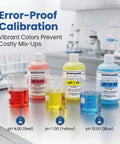 PH Calibration Buffer Set 4.00 7.00 10.00 3 Pack, 250 mL Bottles, NIST Calibrated Color Coded, Lot Numbered and Expiration Dated