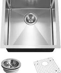 Undermount 17 Inch Stainless Steel Bar And Kitchen Sink With Strainer And Grid Built To Last Durable T304 Grade Rust Resistant
