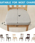 Set Of 4 Dining Chair Cushions Non Slip 17 By 16 Inch 2 Inch Thick With Ties D Shaped Beige Indoor Kitchen Chair Pads displayed on wooden chair