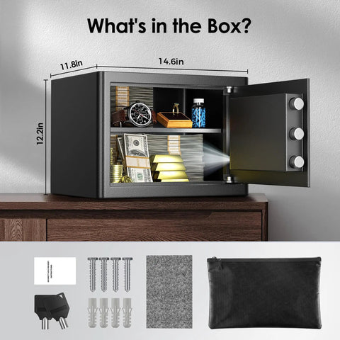 Beefy Fireproof Safe Box 1.2 Cub Digital Safe Waterproof With Combination Lock And LED Keypad Includes Fireproof Bag contents view
