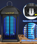Outdoor Bug Zapper 4200V Electric Mosquito Zapper With Three Prong Plug For Indoor And Outdoor Fly Traps Mosquito Killer