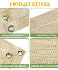 90 Percent Sun Block Shade Cloth 12x24 Ft For Outdoor Deck Backyard Patio Garden Pergola Canopy Beige Premium HDPE Knit With 185 GSM For Strong UV Protection brass grommets and reinforced edge