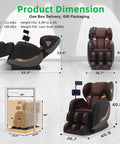 Zero Gravity Full Body Massage Chair With Upgraded 10 Roller Shiatsu System dimensions and packaging display