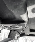 ZCHLPTZUP suede auto headliner fabric, black, installed on car roof with overhead console