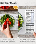 Meal-Prep Go-To Food Scale With Built-In Nutrition Calculator No App Needed 2000 Preloaded Food Codes Kitchen Scale in use