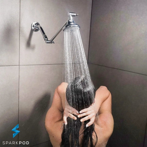 11 Inch Solid Brass Shower Head Extension Arm With Flexible, Adjustable Height And Angle For Rain Showerheads, Universal One Half Inch Pipe Connection, Heavy Duty Lock, Luxury Polished Chrome Finish