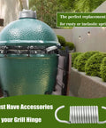 Large Big Green Egg grill with Replacement Hinge Springs For Large Big Green Egg Accessories Set Of 2 for lid support