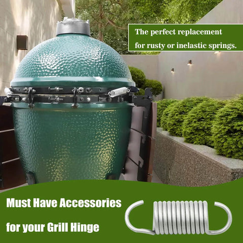 Large Big Green Egg grill with Replacement Hinge Springs For Large Big Green Egg Accessories Set Of 2 for lid support