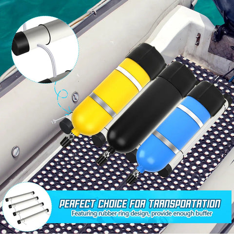 Scuba Tank Holder And Rack Gear Up For Up To Three Cylinders Durable PVC Plastic Dive Carrier To Keep Tanks From Rolling During Transport In Cars Trucks And Boats on boat