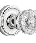 Classic Rosette With Crystal Door Knob For Large Vintage And New Doors, Clean Tailored Style, side view with crystal detail