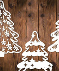 4 Piece Christmas Tree Metal Die Cutting Set For Scrapbooking And Card Making, silver carbon steel stencil dies for crafts displayed