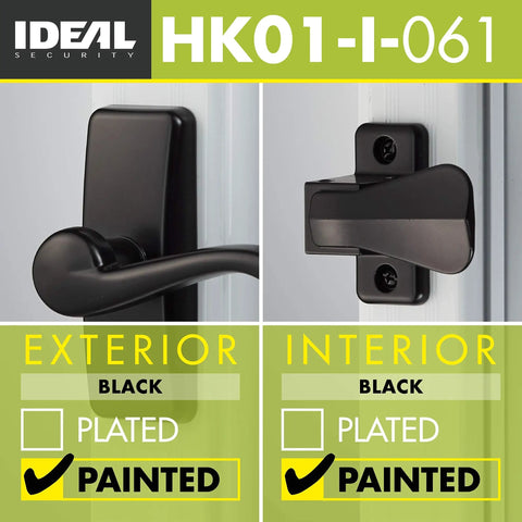 GL Door Lever Set With Keyed Deadbolt Lock For Storm And Screen Doors Black 4 Piece shown with exterior and interior view
