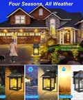 Solar Powered Outdoor Wall Lanterns Waterproof With 3 Modes No Fuss 2 Pack Wireless Dusk To Dawn LED Sconce Lights Motion Sensor Wall Mount Porch Light For Patio Garden Yard With Clear Cover in various weather conditions.