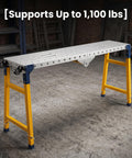 Hella Heavy Duty Collapsible Welding Table 1100 Lb Foldable Steel Workbench For Metalworking showing sturdy design and support.