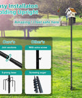 Heavy Duty Outdoor Bird Feeder Pole Kit with 60 Inch Ground Mount and 5 Prong Base shown installed in a garden setting