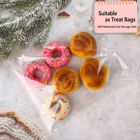 Clear 9x12 Self Seal Cello Bags Pack Of 50 For Packaging Clothes T Shirts Art Prints Treats Party Favors And Gifts Reusable 2.8 Mil OPP Poly Bags Ideal For Small Business Shipping And Storage with donuts inside