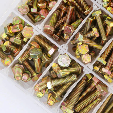 1000 Piece Grade 8.8 Hex Bolts And Nuts Assortment Kit With Flat Washers M4 M5 M6 Metric Hardware Set Heavy Duty Alloy Steel Fasteners in storage box.