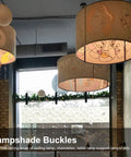 Restaurant ceiling with artistic lampshades needing 20 Pack Iron Lampshade Spring Clips Kit In Silver For Diy Light Installations