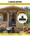 Heavy Duty 6x6 T Bracket Set Eight Black Powder Coated 16 Gauge Steel T Mending Plates used in wooden structure support